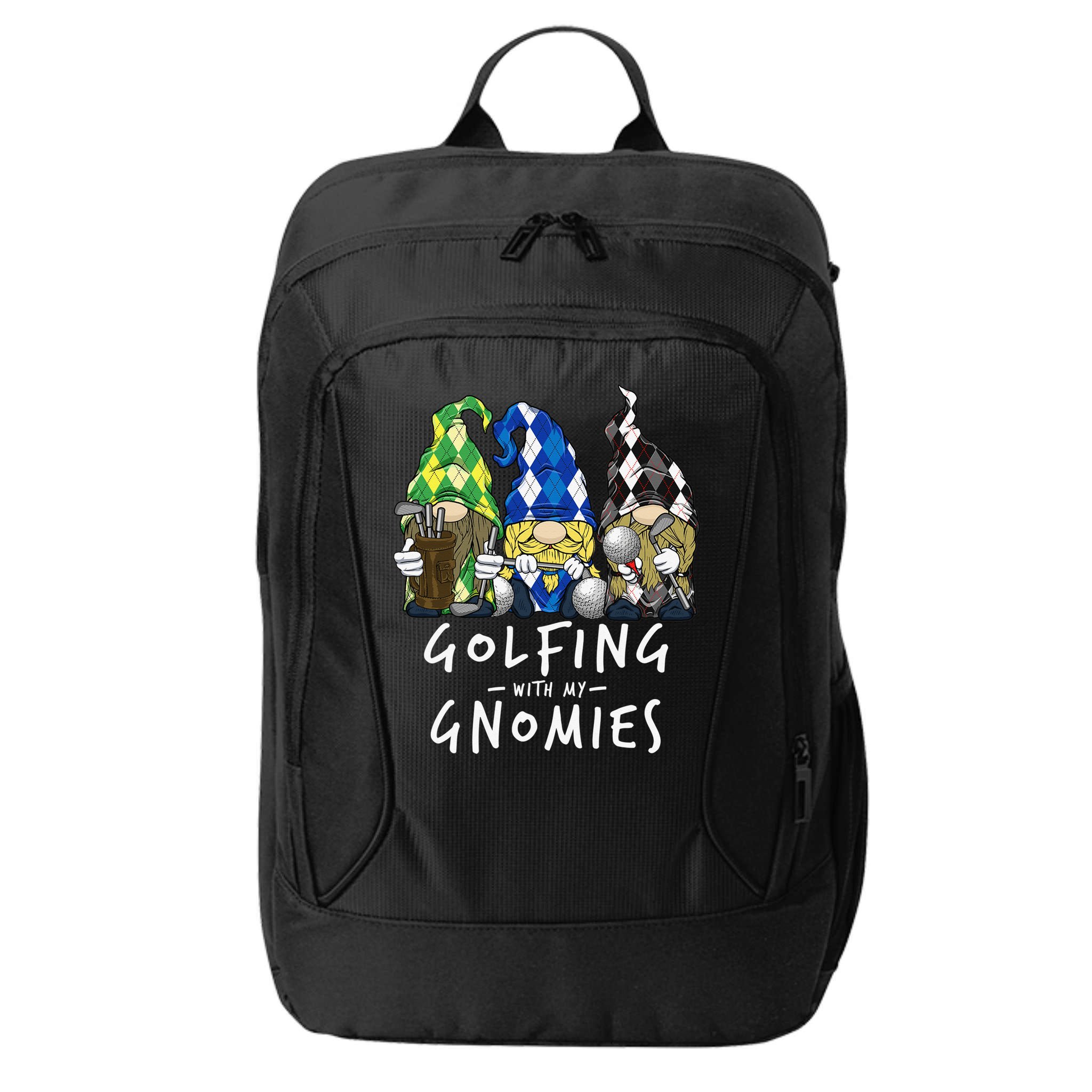 funny Golf Gnomes Golfing with My Gnomies for Golfer City Backpack