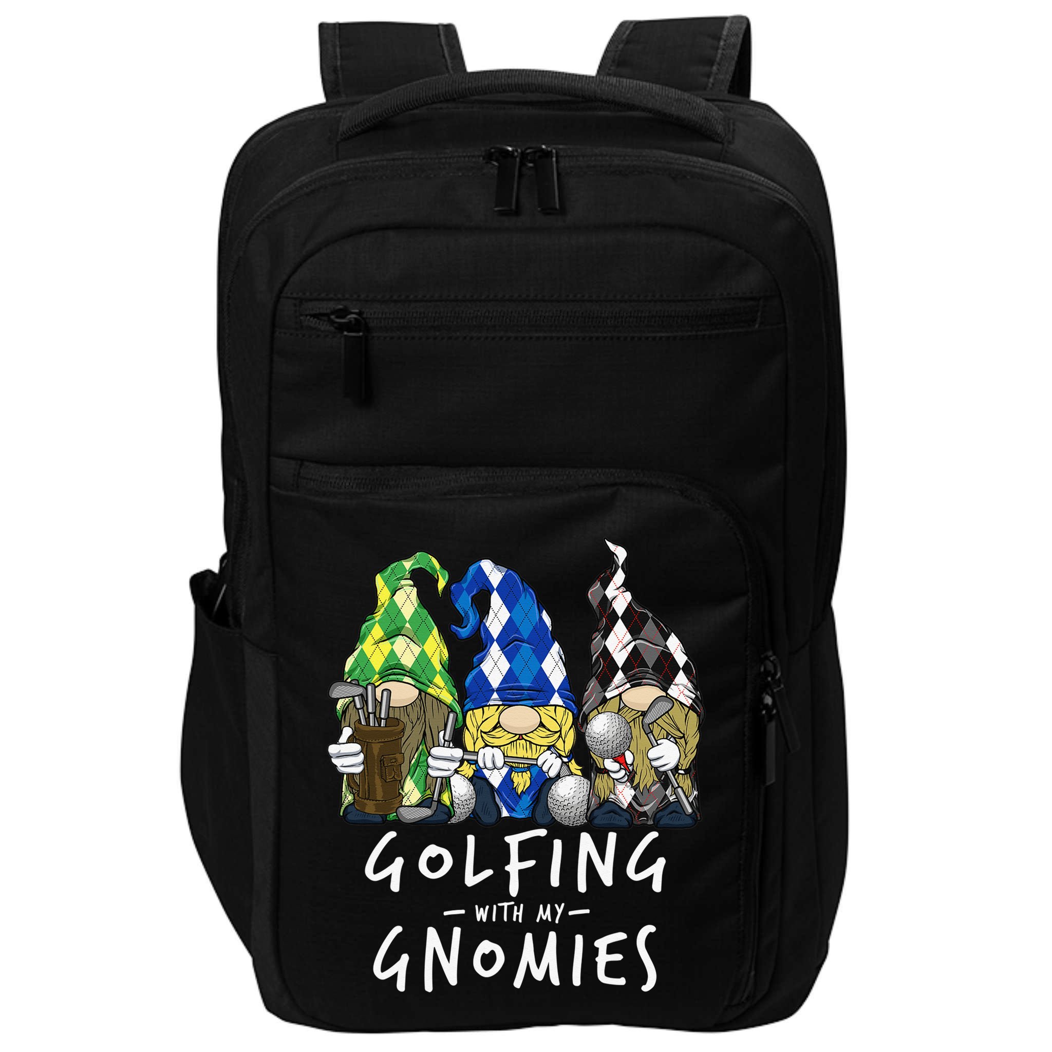 funny Golf Gnomes Golfing with My Gnomies for Golfer Impact Tech Backpack