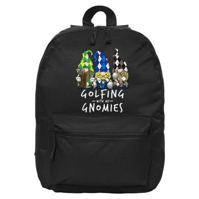 funny Golf Gnomes Golfing with My Gnomies for Golfer 16 in Basic Backpack