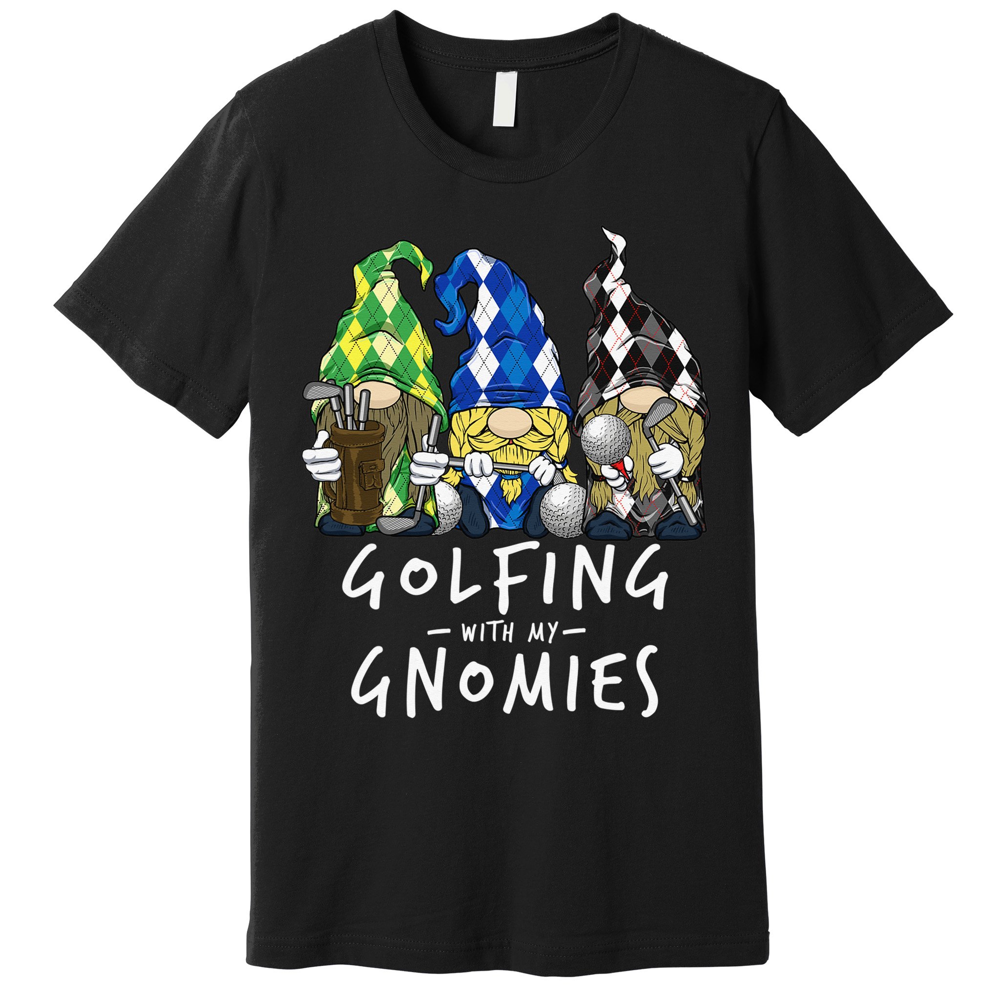 funny Golf Gnomes Golfing with My Gnomies for Golfer Premium T-Shirt
