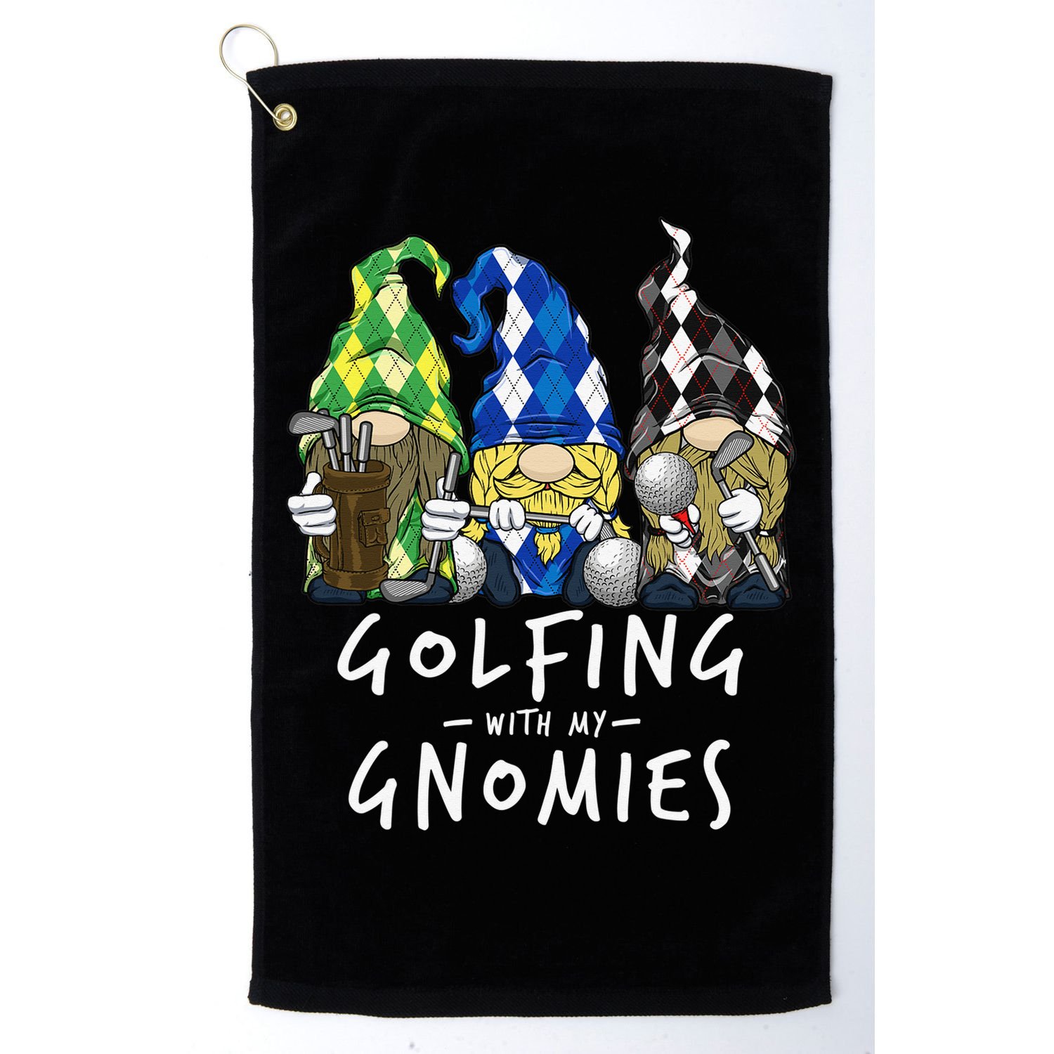 funny Golf Gnomes Golfing with My Gnomies for Golfer Golf Towel