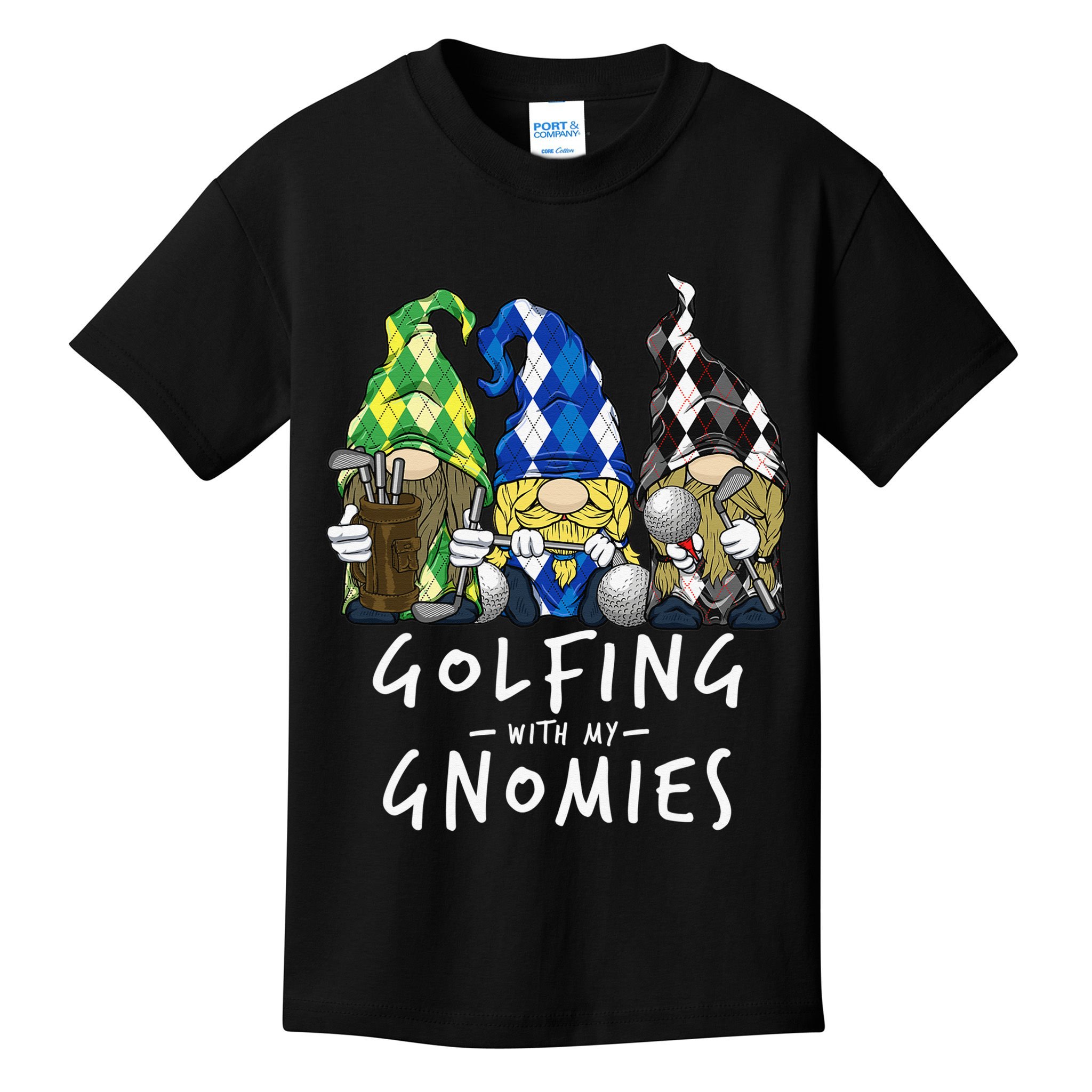 funny Golf Gnomes Golfing with My Gnomies for Golfer Kids T-Shirt