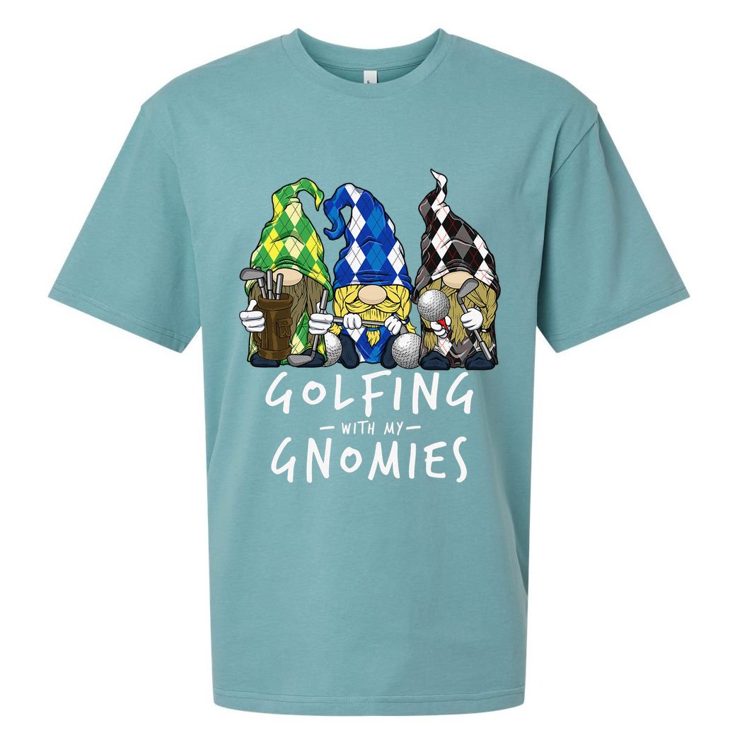 funny Golf Gnomes Golfing with My Gnomies for Golfer Sueded Cloud Jersey T-Shirt