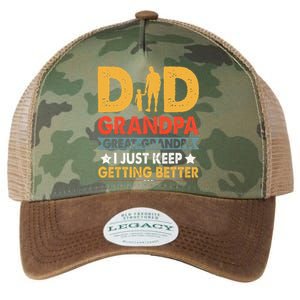 Funny Great Grandpa For Fathers Day Dad From Son Daughter Legacy Tie Dye Trucker Hat