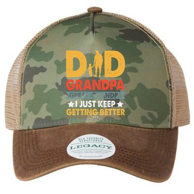 Funny Great Grandpa For Fathers Day Dad From Son Daughter Legacy Tie Dye Trucker Hat