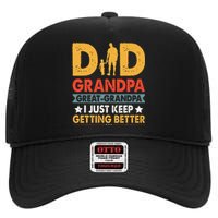 Funny Great Grandpa For Fathers Day Dad From Son Daughter High Crown Mesh Back Trucker Hat