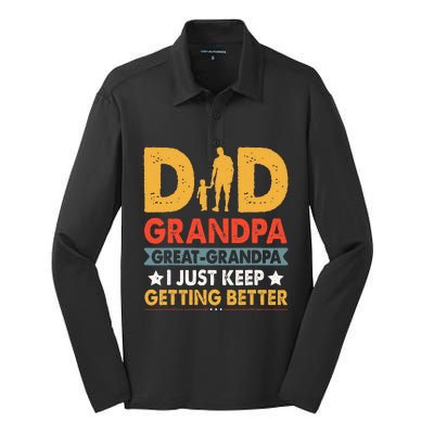 Funny Great Grandpa For Fathers Day Dad From Son Daughter Silk Touch Performance Long Sleeve Polo