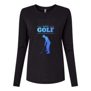 Funny Golf Gift In My Head Im Playing Golf Womens Cotton Relaxed Long Sleeve T-Shirt