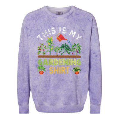 Funny Gardener Gift Plants Lover This Is My Gardening Colorblast Crewneck Sweatshirt