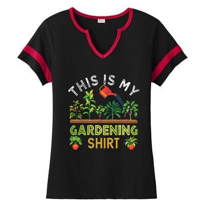 Funny Gardener Gift Plants Lover This Is My Gardening Ladies Halftime Notch Neck Tee