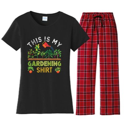 Funny Gardener Gift Plants Lover This Is My Gardening Women's Flannel Pajama Set