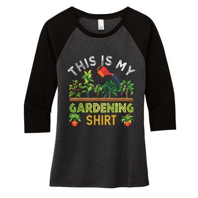 Funny Gardener Gift Plants Lover This Is My Gardening Women's Tri-Blend 3/4-Sleeve Raglan Shirt