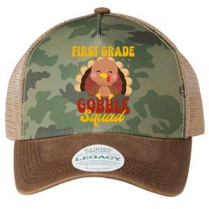 First Grade Gobble Squad Cute Turkey Thanksgiving Teacher Funny Gift Legacy Tie Dye Trucker Hat