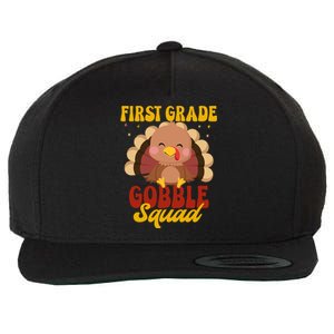 First Grade Gobble Squad Cute Turkey Thanksgiving Teacher Funny Gift Wool Snapback Cap