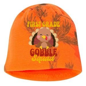 First Grade Gobble Squad Cute Turkey Thanksgiving Teacher Funny Gift Kati - Camo Knit Beanie