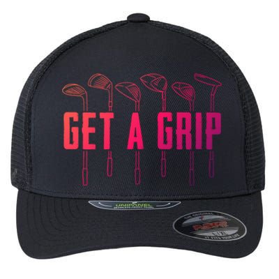 Funny Golfer Golfing Golf Get A Grip Golf Gift Flexfit Unipanel Trucker Cap