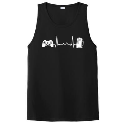 Funny Gamer Gift Heartbeat Ekg Gaming Nerd Video Games Cute Gift PosiCharge Competitor Tank