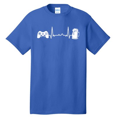 Funny Gamer Gift Heartbeat Ekg Gaming Nerd Video Games Cute Gift Tall T-Shirt