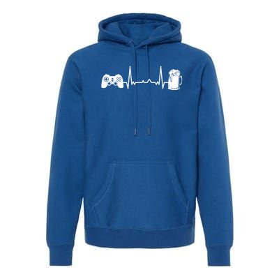 Funny Gamer Gift Heartbeat Ekg Gaming Nerd Video Games Cute Gift Premium Hoodie