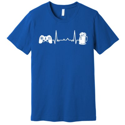 Funny Gamer Gift Heartbeat Ekg Gaming Nerd Video Games Cute Gift Premium T-Shirt