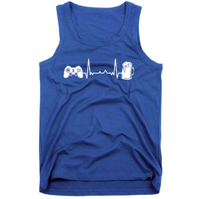 Funny Gamer Gift Heartbeat Ekg Gaming Nerd Video Games Cute Gift Tank Top