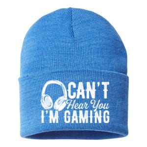 Funny Gamer Gaming Retro Headset Can't Hear You I'm Gaming Meaningful Gift Sustainable Knit Beanie