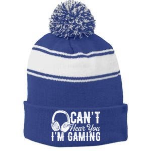 Funny Gamer Gaming Retro Headset Can't Hear You I'm Gaming Meaningful Gift Stripe Pom Pom Beanie