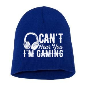 Funny Gamer Gaming Retro Headset Can't Hear You I'm Gaming Meaningful Gift Short Acrylic Beanie