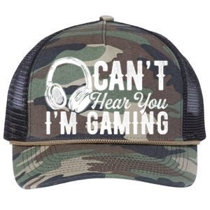 Funny Gamer Gaming Retro Headset Can't Hear You I'm Gaming Meaningful Gift Retro Rope Trucker Hat Cap