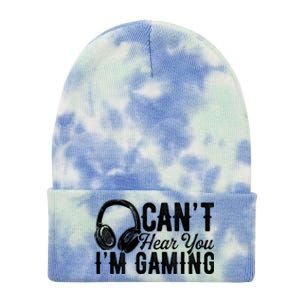 Funny Gamer Gaming Retro Headset Can't Hear You I'm Gaming Meaningful Gift Tie Dye 12in Knit Beanie