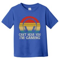 Funny Gamer Gaming Vintage Headset Can't Hear You I'm Gaming Gift Toddler T-Shirt