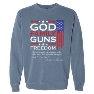 Family God Guns And Freedom Christian Maga 2020 Trump Gift Garment-Dyed Sweatshirt