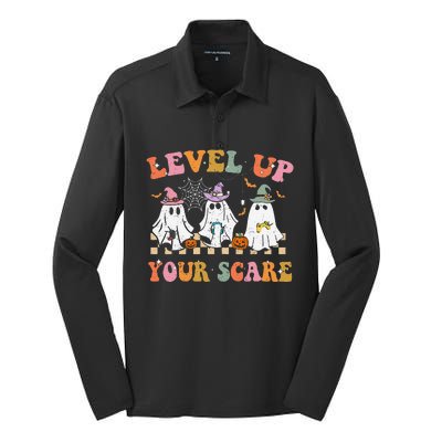 Funny Gamer Ghost For Video Game Lovers Halloween Gaming Silk Touch Performance Long Sleeve Polo