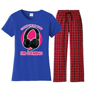 Funny Gamer Gift Headset Can't Hear You I'm Gaming Funny Gift Cute Gift Women's Flannel Pajama Set