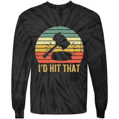 Funny Gavel Gift For Courtroom Judge Vintage Law Retro Tie-Dye Long Sleeve Shirt