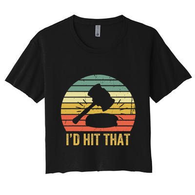 Funny Gavel Gift For Courtroom Judge Vintage Law Retro Crop Top