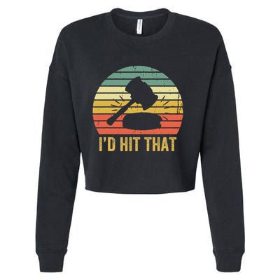 Funny Gavel Gift For Courtroom Judge Vintage Law Retro Cropped Pullover Crew
