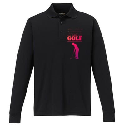 Funny Golf Gift In My Head IM Playing Golf Performance Long Sleeve Polo