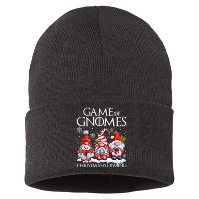 Funny Game Gnomes Christmas Is Coming Xmas Pajama Sustainable Knit Beanie