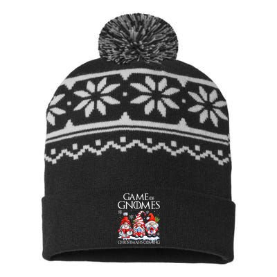 Funny Game Gnomes Christmas Is Coming Xmas Pajama USA-Made Snowflake Beanie