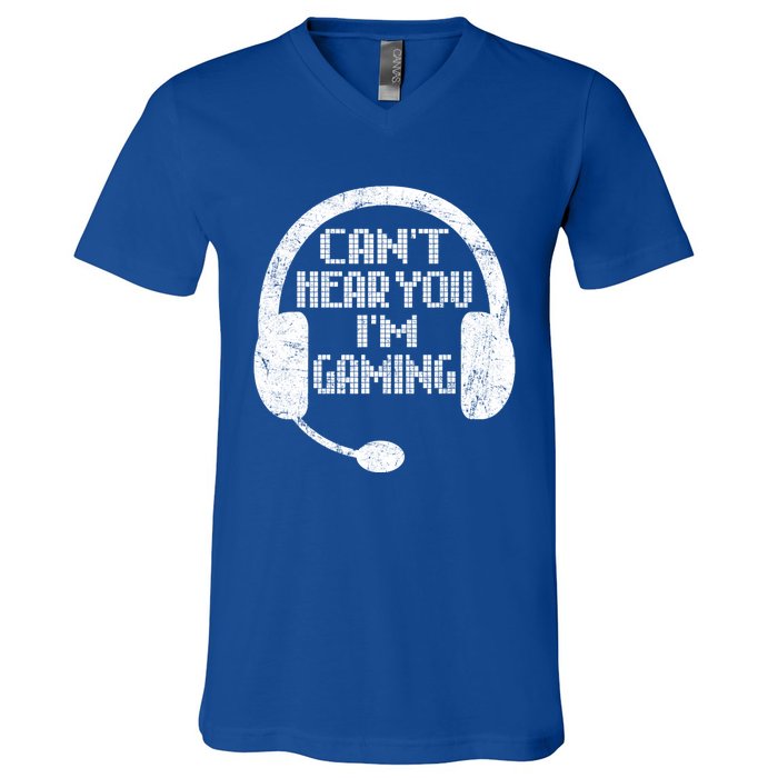 Funny Gamer Gift Headset Can't Hear You I'm Gaming Gift V-Neck T-Shirt