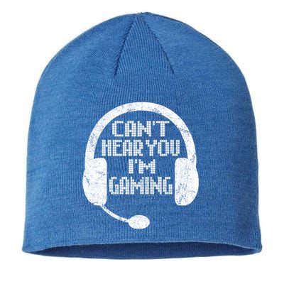 Funny Gamer Gift Headset Can't Hear You I'm Gaming Gift Sustainable Beanie