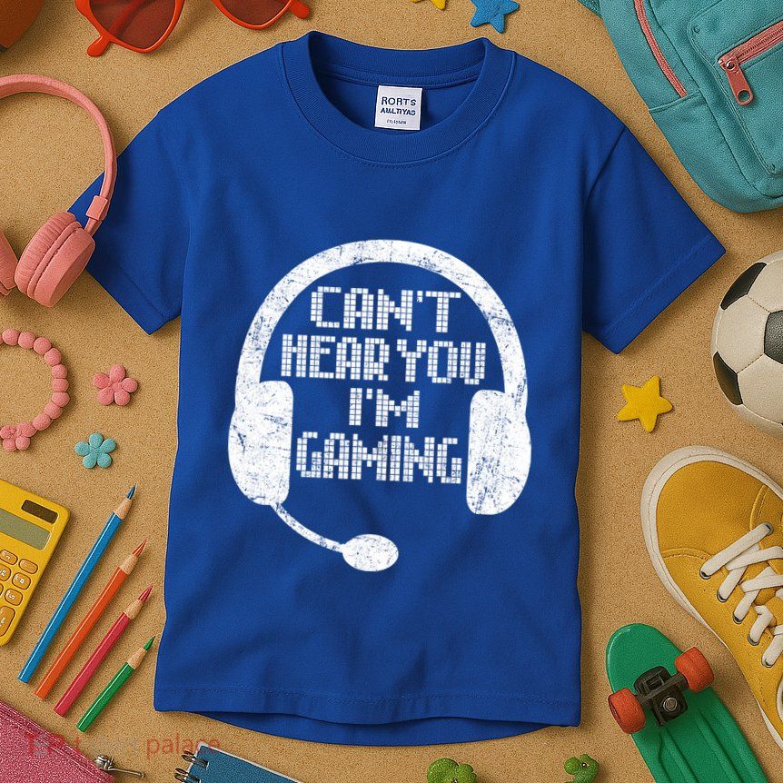 Funny Gamer Gift Headset Can't Hear You I'm Gaming Gift Kids T-Shirt