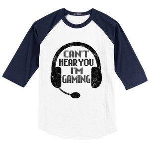 Funny Gamer Gift Headset Can't Hear You I'm Gaming Gift Baseball Sleeve Shirt