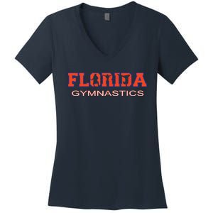 Florida Gymnastics Girl Tumbling Gear Gymnast Aerobic Dance Women's V-Neck T-Shirt