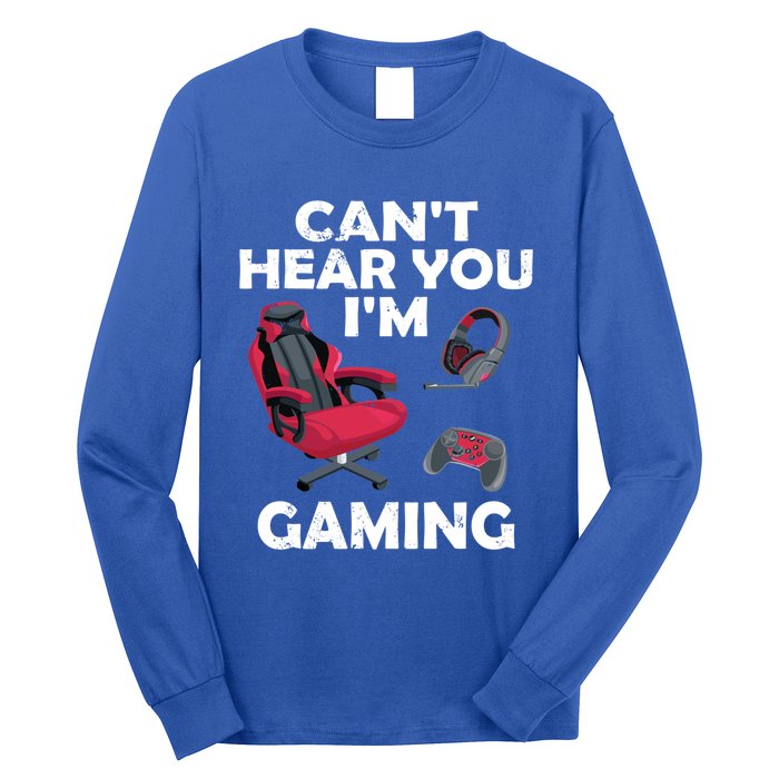 Funny Gamer Gift Headset Can't Hear You I'm Gaming Vintage Gift Long Sleeve Shirt