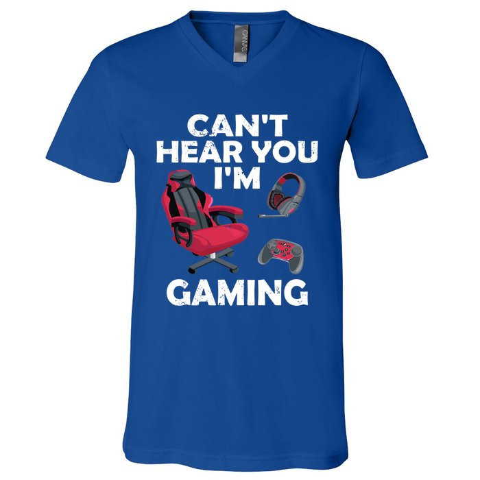 Funny Gamer Gift Headset Can't Hear You I'm Gaming Vintage Gift V-Neck T-Shirt