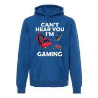 Funny Gamer Gift Headset Can't Hear You I'm Gaming Vintage Gift Premium Hoodie