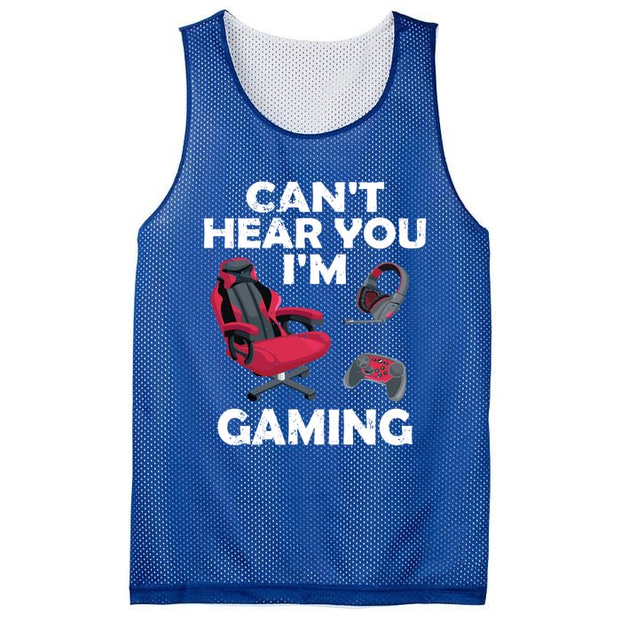 Funny Gamer Gift Headset Can't Hear You I'm Gaming Vintage Gift Mesh Reversible Basketball Jersey Tank