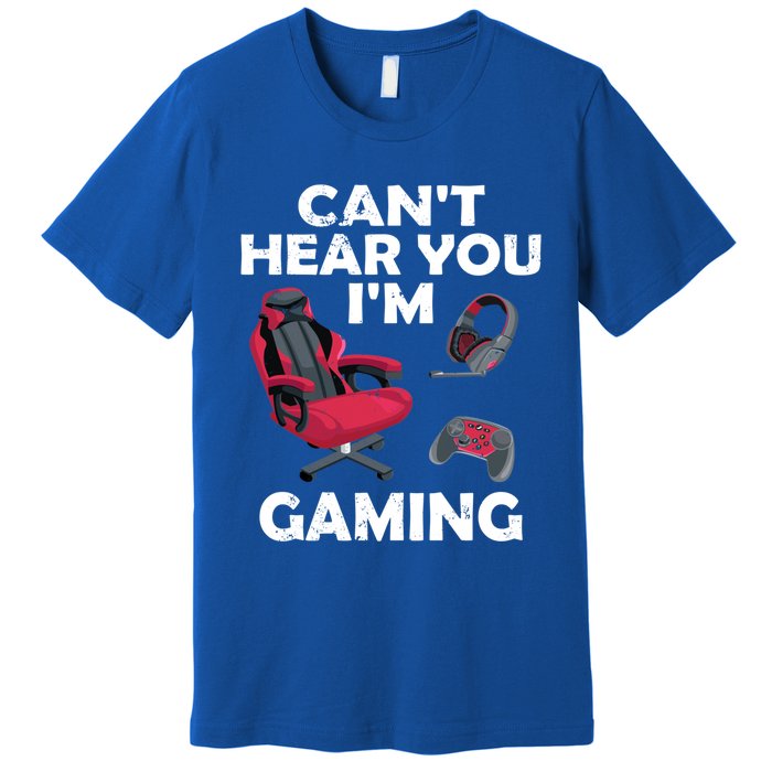 Funny Gamer Gift Headset Can't Hear You I'm Gaming Vintage Gift Premium T-Shirt